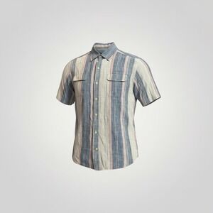 Tommy Bahama Striped Linen Shirt Mens XL Blue Pink Coastal Preppy Island Pastel